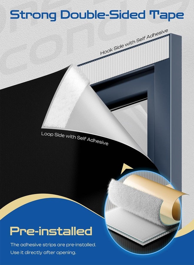 ZELMINE 42" W x 60" L 100% Portable Blackout Curtains, Total Darkness No-Drill Black Out Window Cover,Temporary Blackout Shades with Hook & Loop Tape, for Bedroom, Nursery, Dorm, Travel (Black) - Image 2